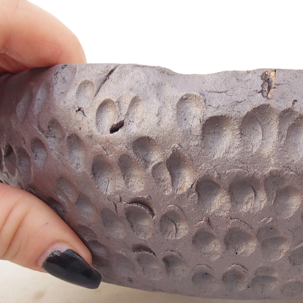 Ceramic bonsai bowl 17 x 17 x 6,5 cm, metal colour