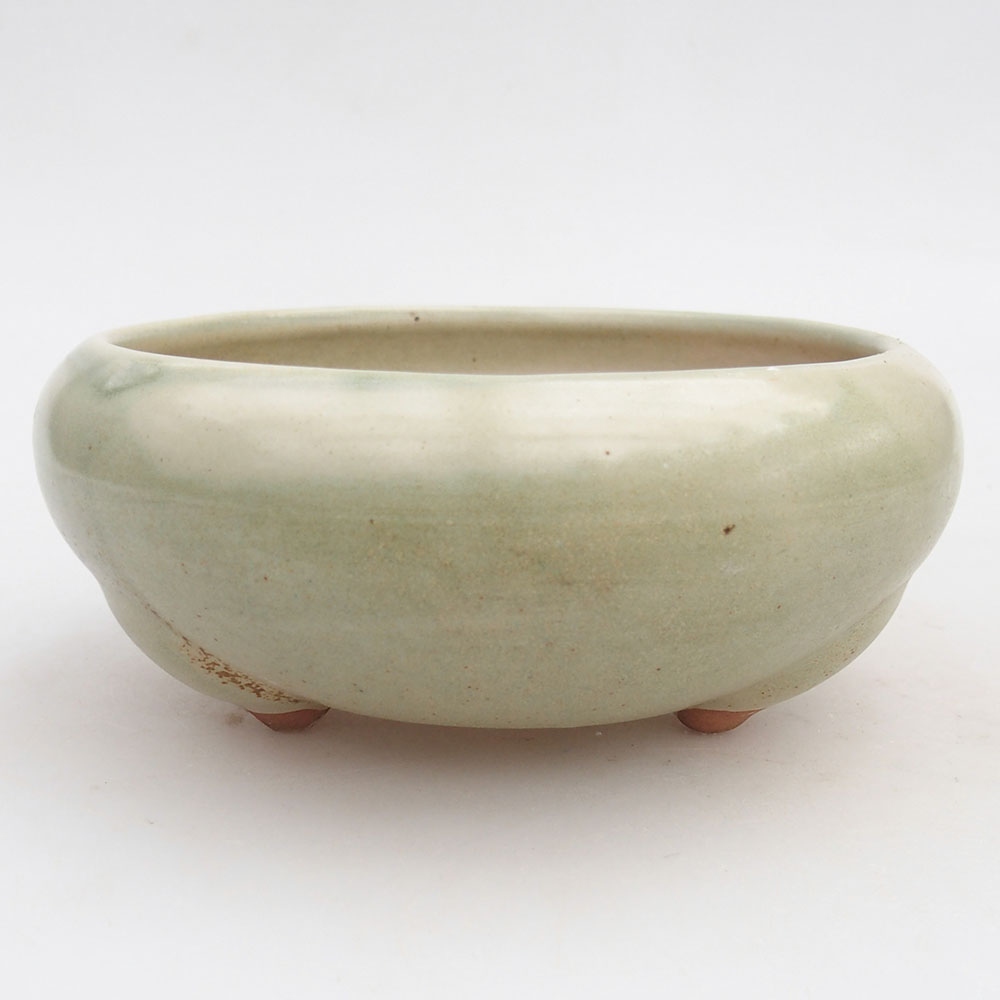 Ceramic bonsai bowl 14 x 14 x 6,5 cm, green