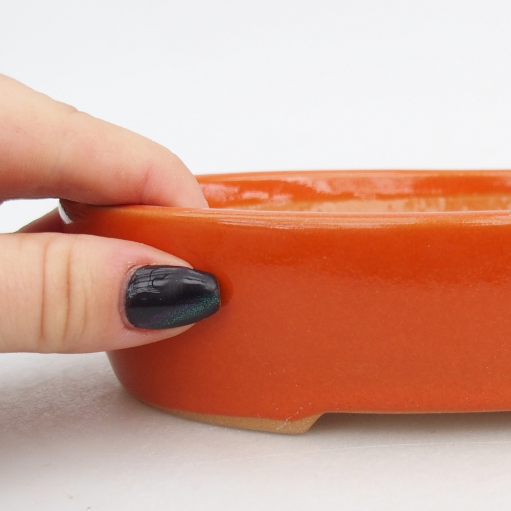 Ceramic bonsai bowl 17 x 14 x 4 cm, orange