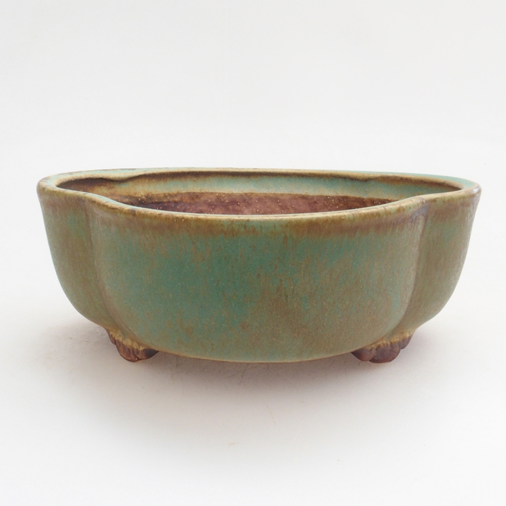 Ceramic bonsai bowl 13 x 12,5 x 5 cm, color green