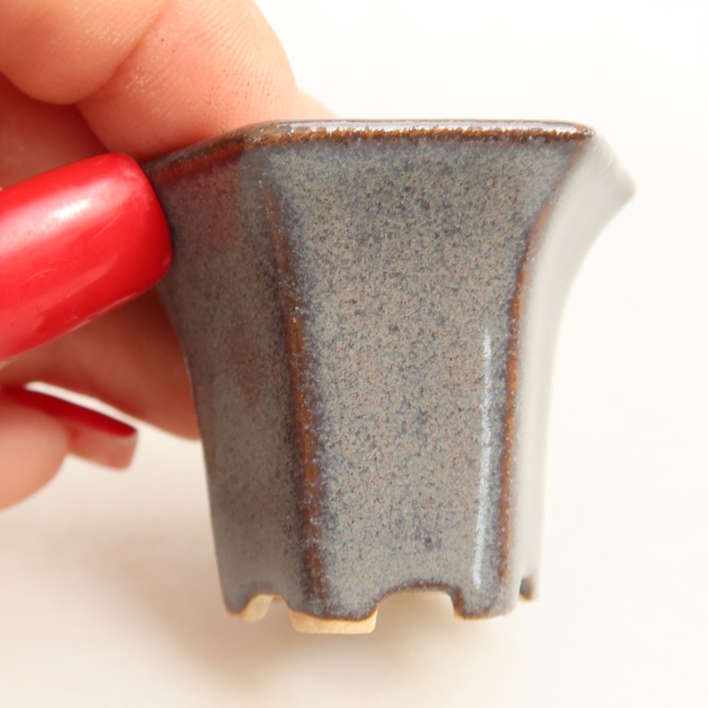 Ceramic bonsai pot, 4.5 x 4 x 3.5 cm, gray