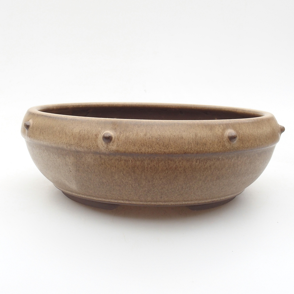 Ceramic bonsai bowl 18 x 18 x 5,5 cm, brown color