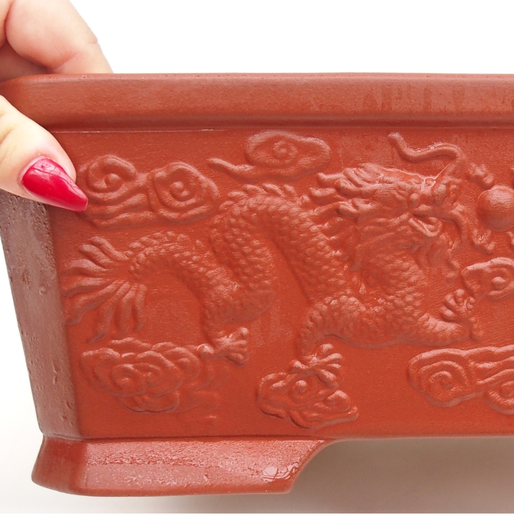 Ceramic bonsai bowl 32,5 x 23 x 11,5 cm, brick colour