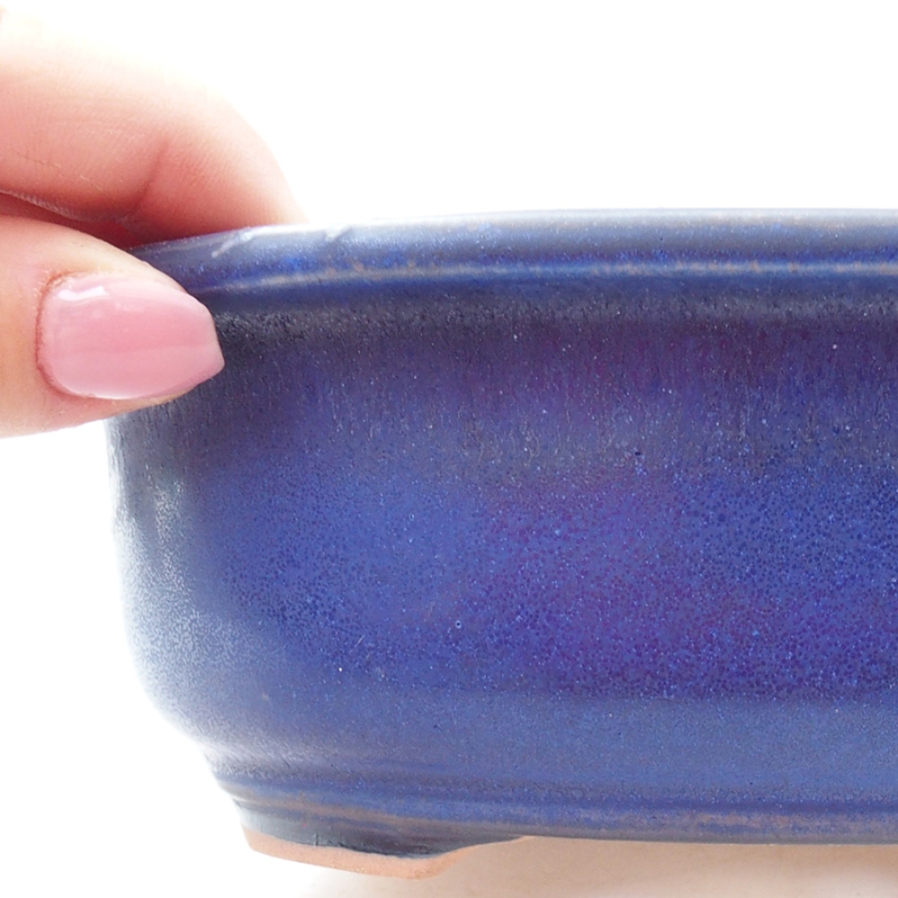 Ceramic bonsai bowl 18 x 14,5 x 6 cm, color blue