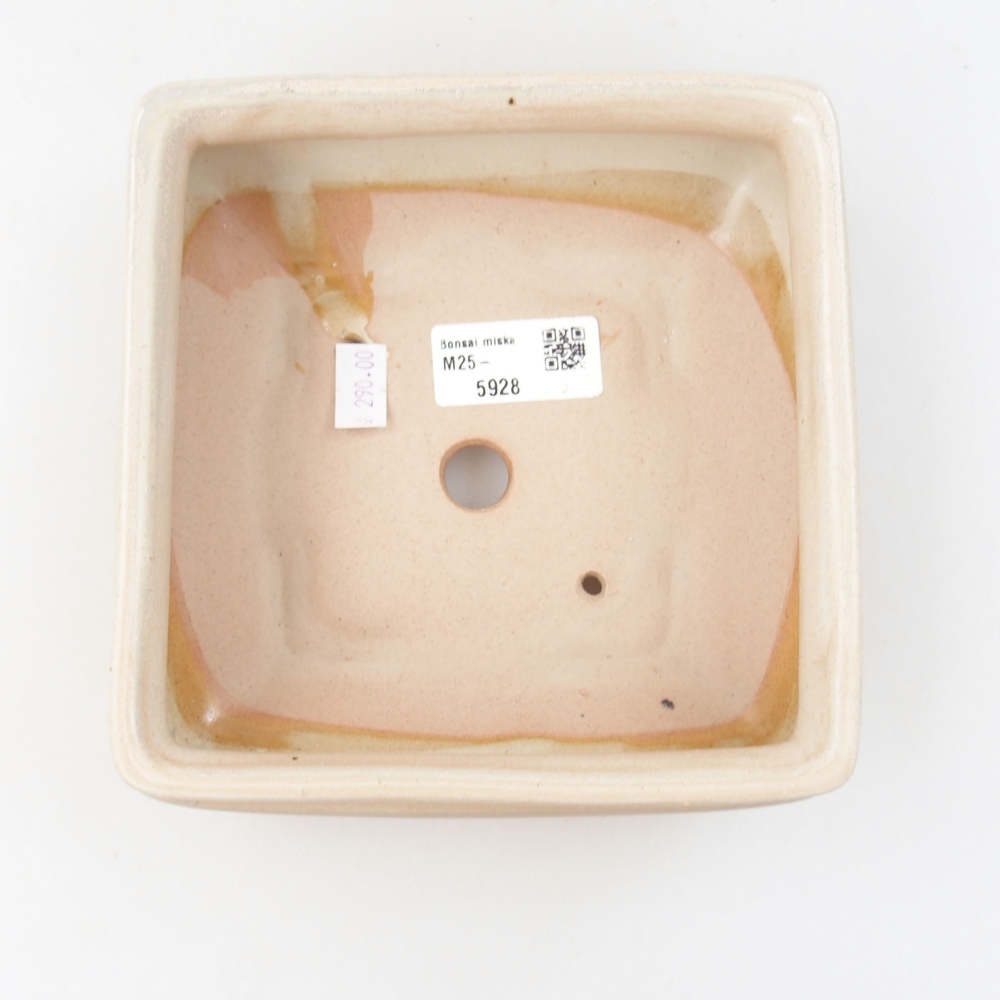 Ceramic bonsai bowl 15,5 x 15,5 x 6 cm, color beige