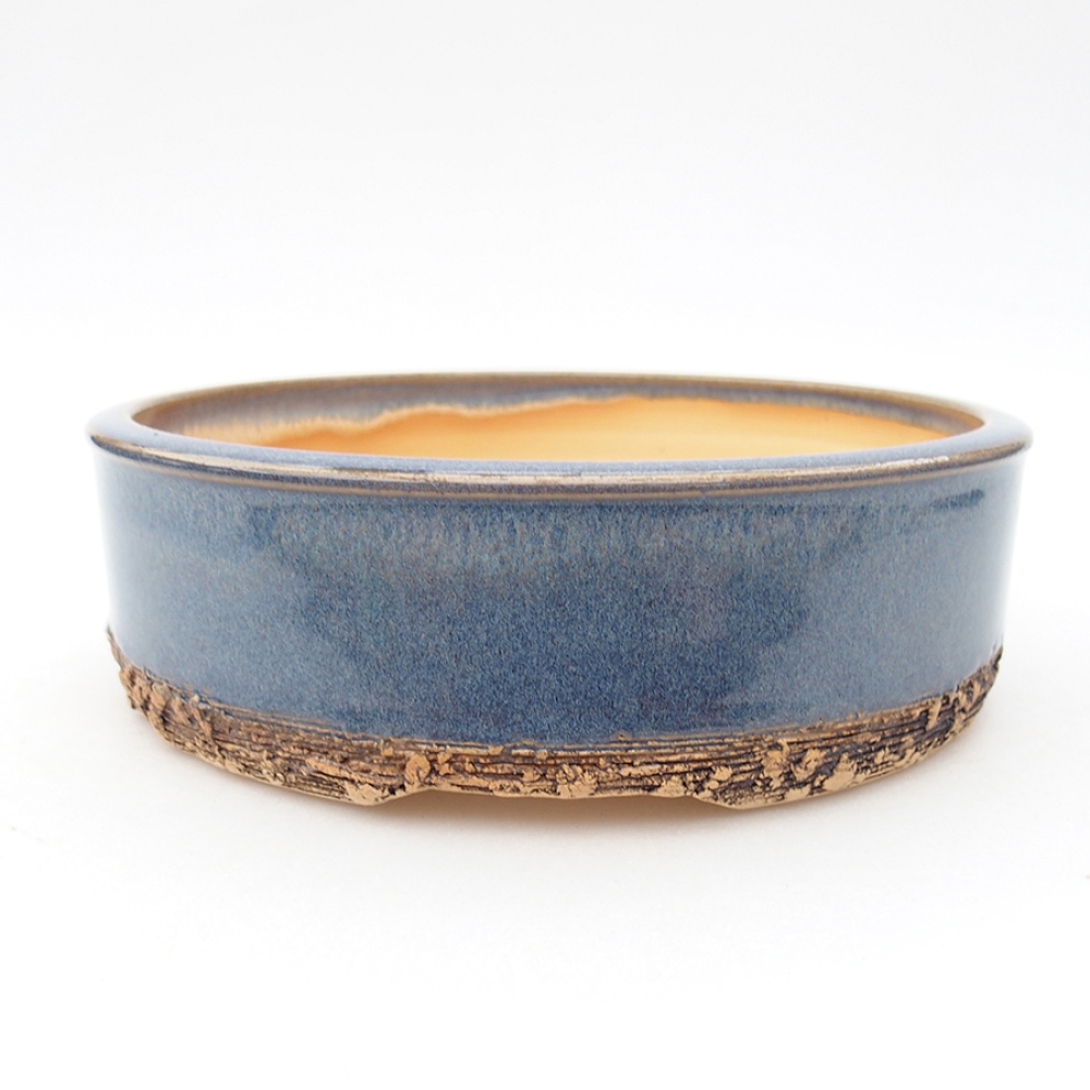 Ceramic bonsai pot 18.5 x 18.5 x 5.5 cm, blue