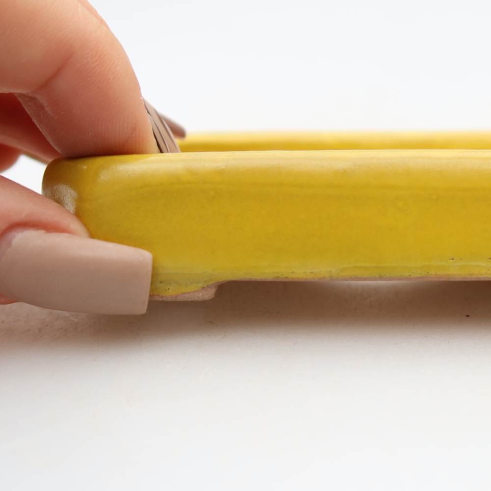 Ceramic bonsai pot, 10 x 8 x 2 cm, yellow
