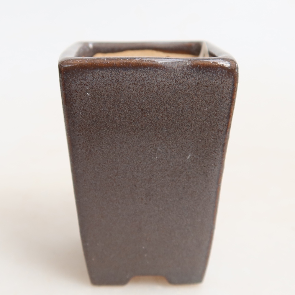 Ceramic bonsai pot, 3.5 x 3.5 x 5 cm, gray