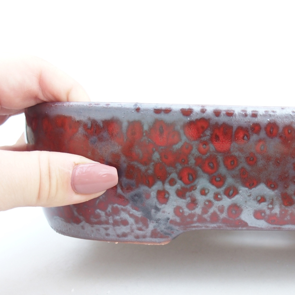 Ceramic bonsai bowl 23 x 18 x 5,5 cm, colour red