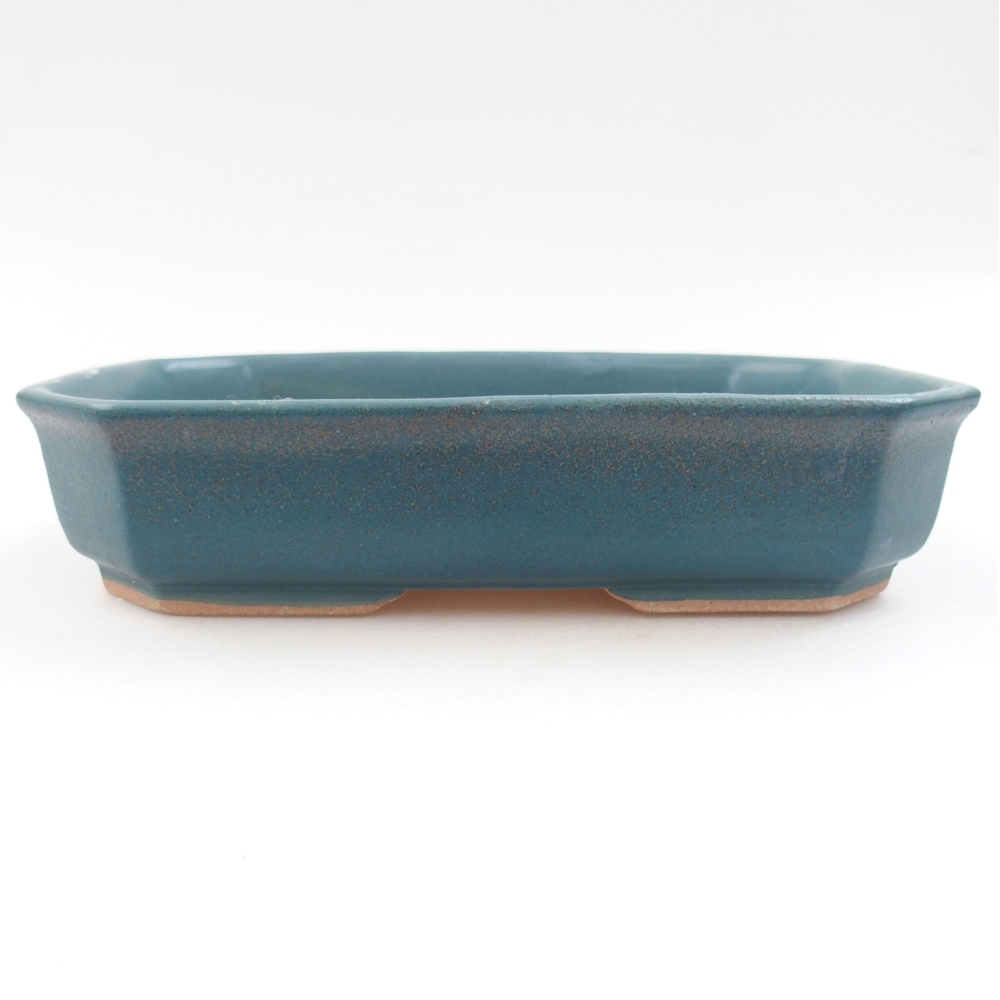 Ceramic bonsai bowl 19 x 13,5 x 4,5 cm, color blue