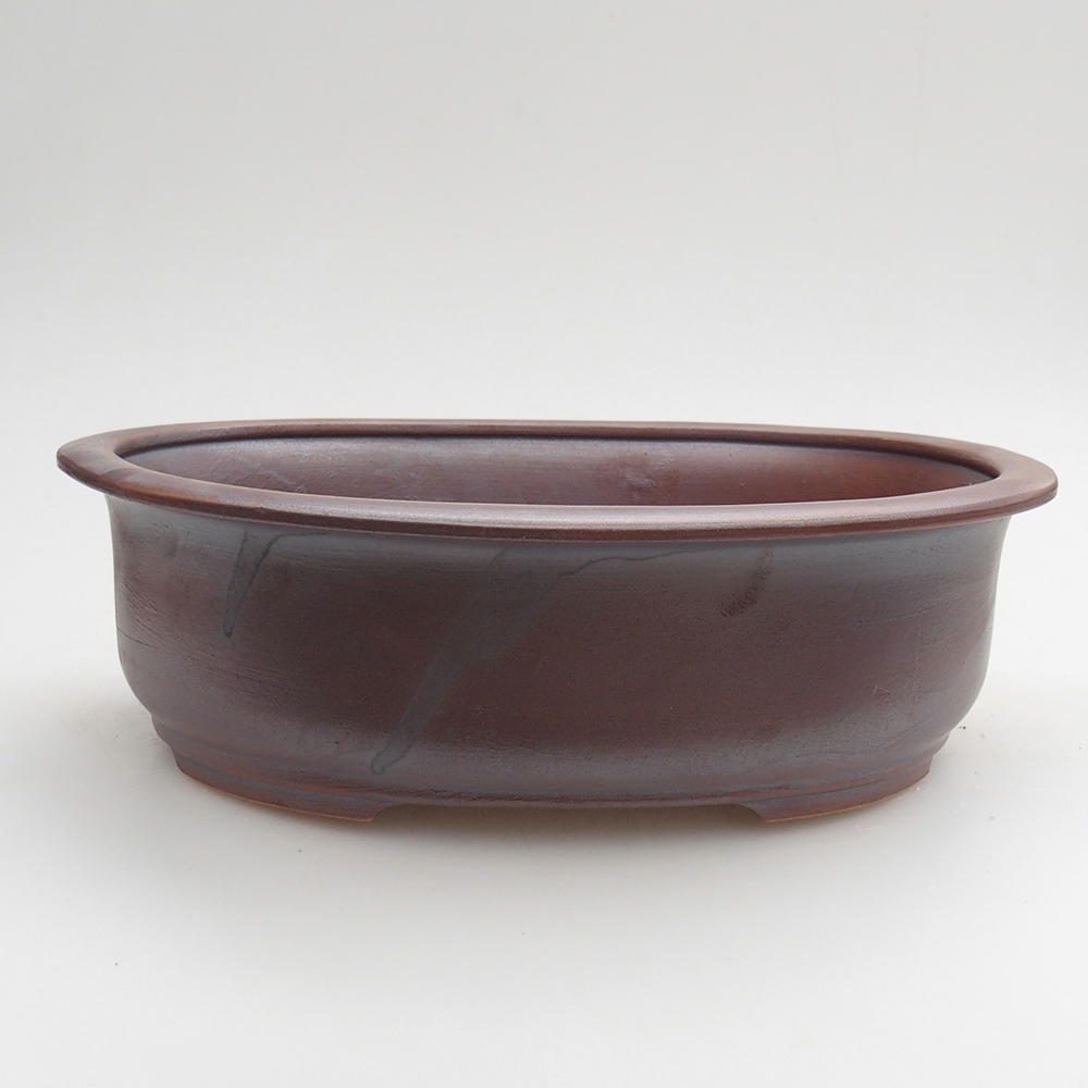Ceramic bonsai bowl 23 x 19 x 7 cm, metal colour