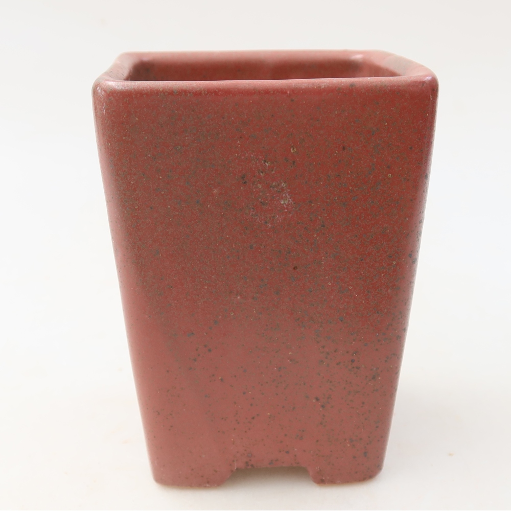 Ceramic bonsai pot, 7.5 x 7.5 x 10.5 cm, pink
