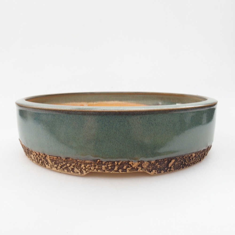 Ceramic bonsai bowl 21 x 21 x 5,5 cm, color green