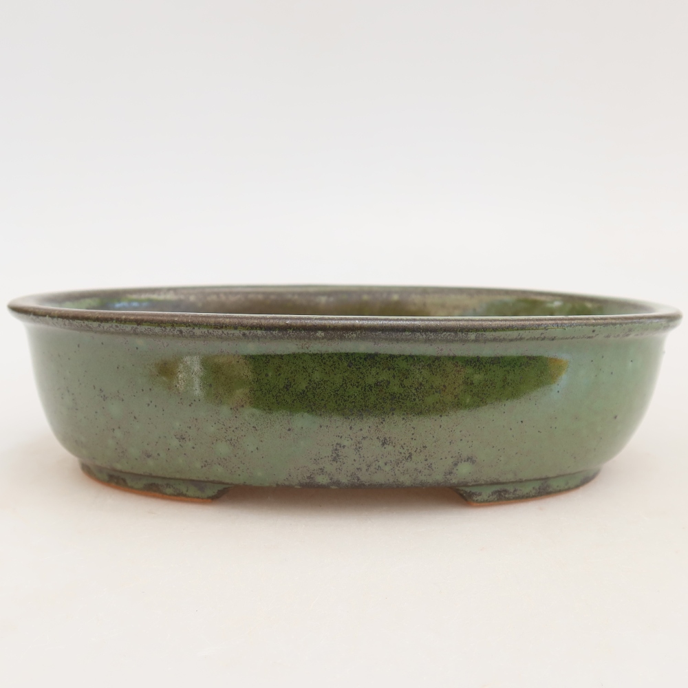 Ceramic bonsai pot, 19 x 14.5 x 5 cm, green