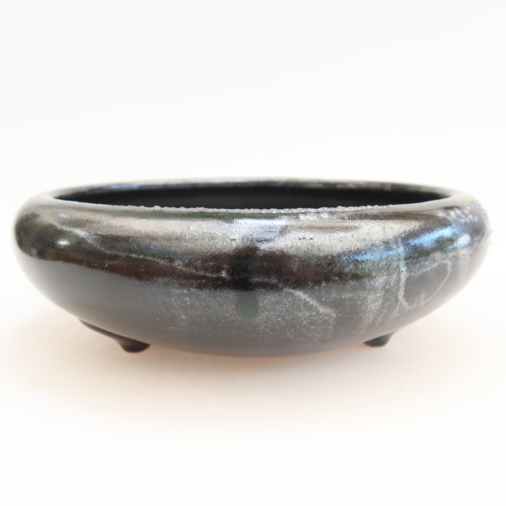 Ceramic bonsai pot, 20.5 x 20.5 x 7 cm, green