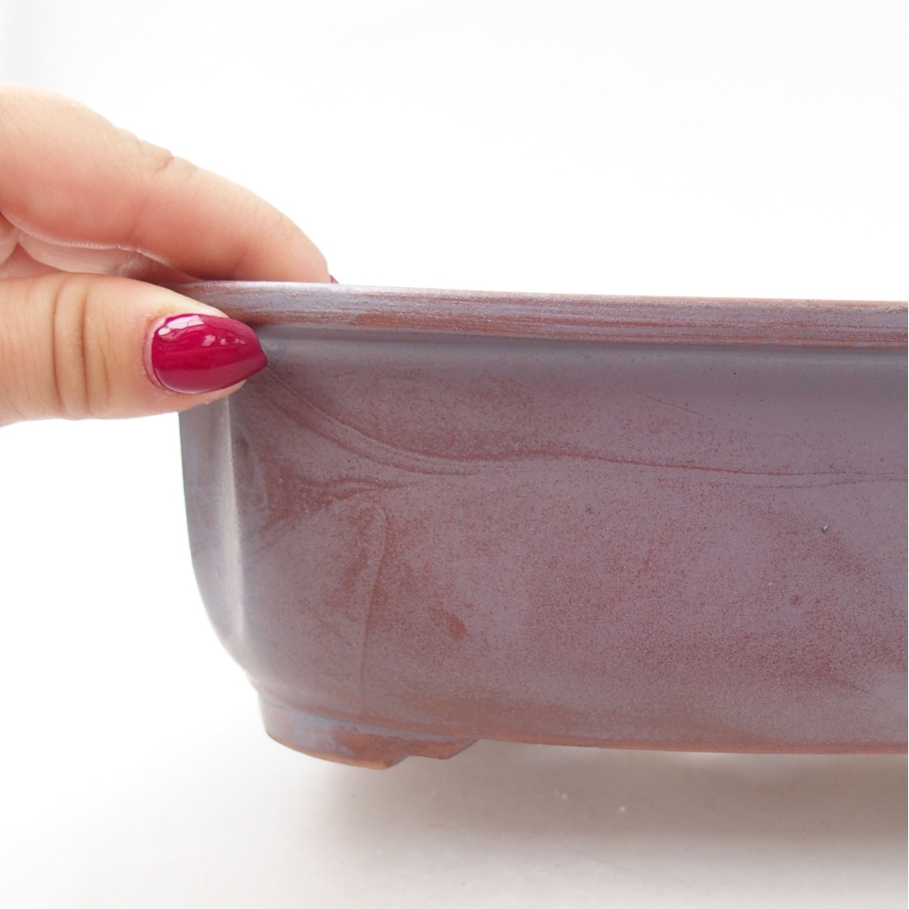 Ceramic bonsai bowl 24,5 x 21 x 7 cm, color metallic