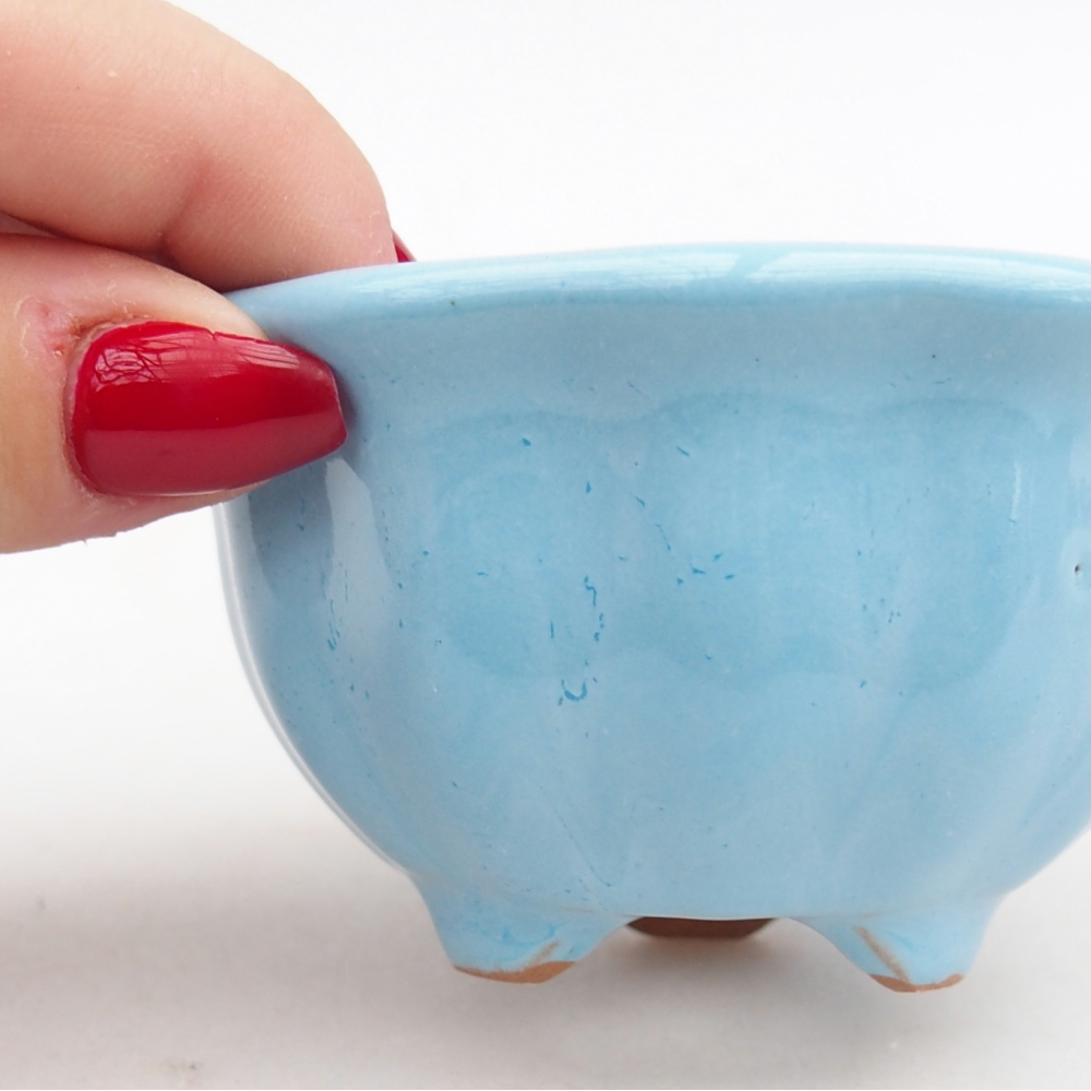 Ceramic bonsai bowl 8,5 x 8,5 x 4,5 cm, colour blue