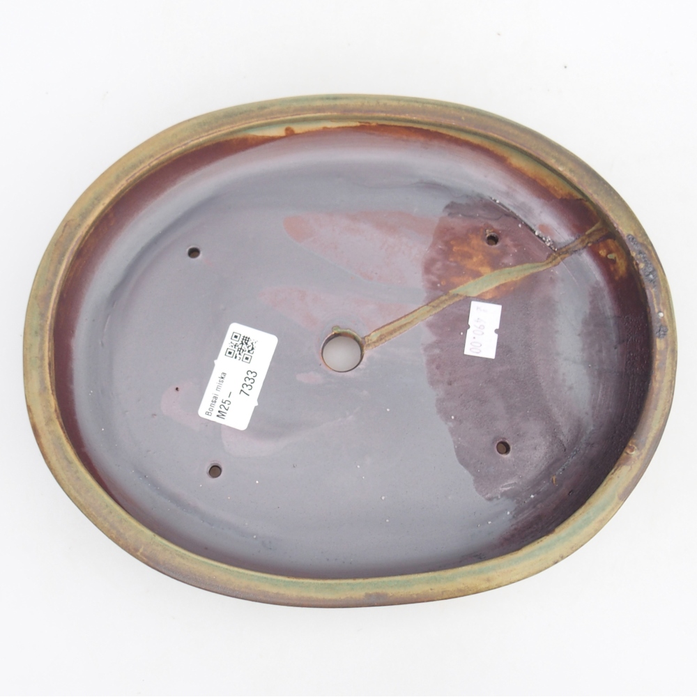 Ceramic bonsai bowl 24 x 20 x 4 cm, green