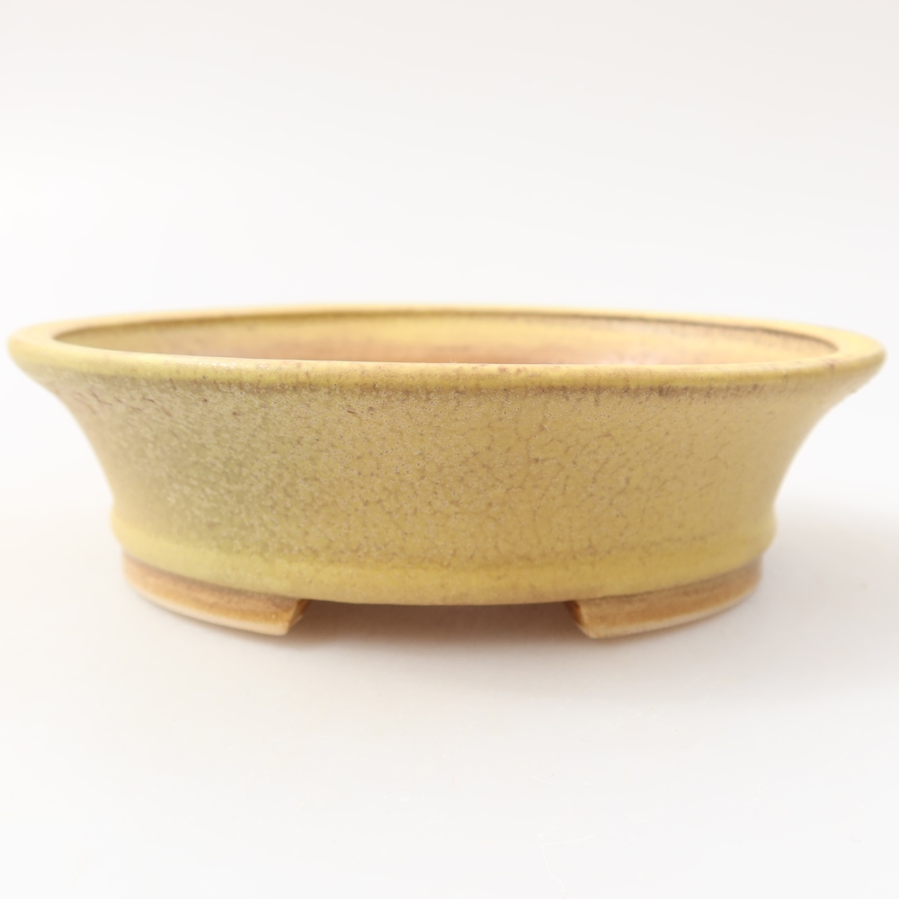 Ceramic bonsai pot, 14.5 x 12.5 x 4 cm, yellow