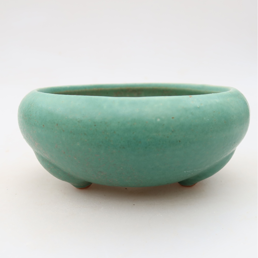 Ceramic bonsai pot, 15 x 15 x 6.5 cm, green