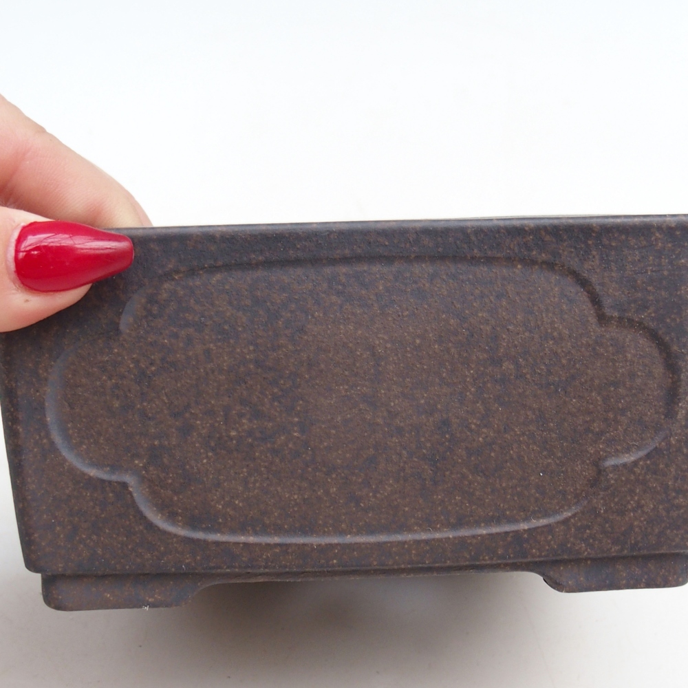 Ceramic bonsai bowl 12,5 x 12,5 x 6,5 cm, colour brownish ochre