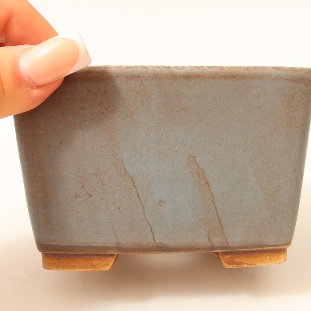 Ceramic bonsai pot, 10.5 x 10.5 x 7 cm, blue