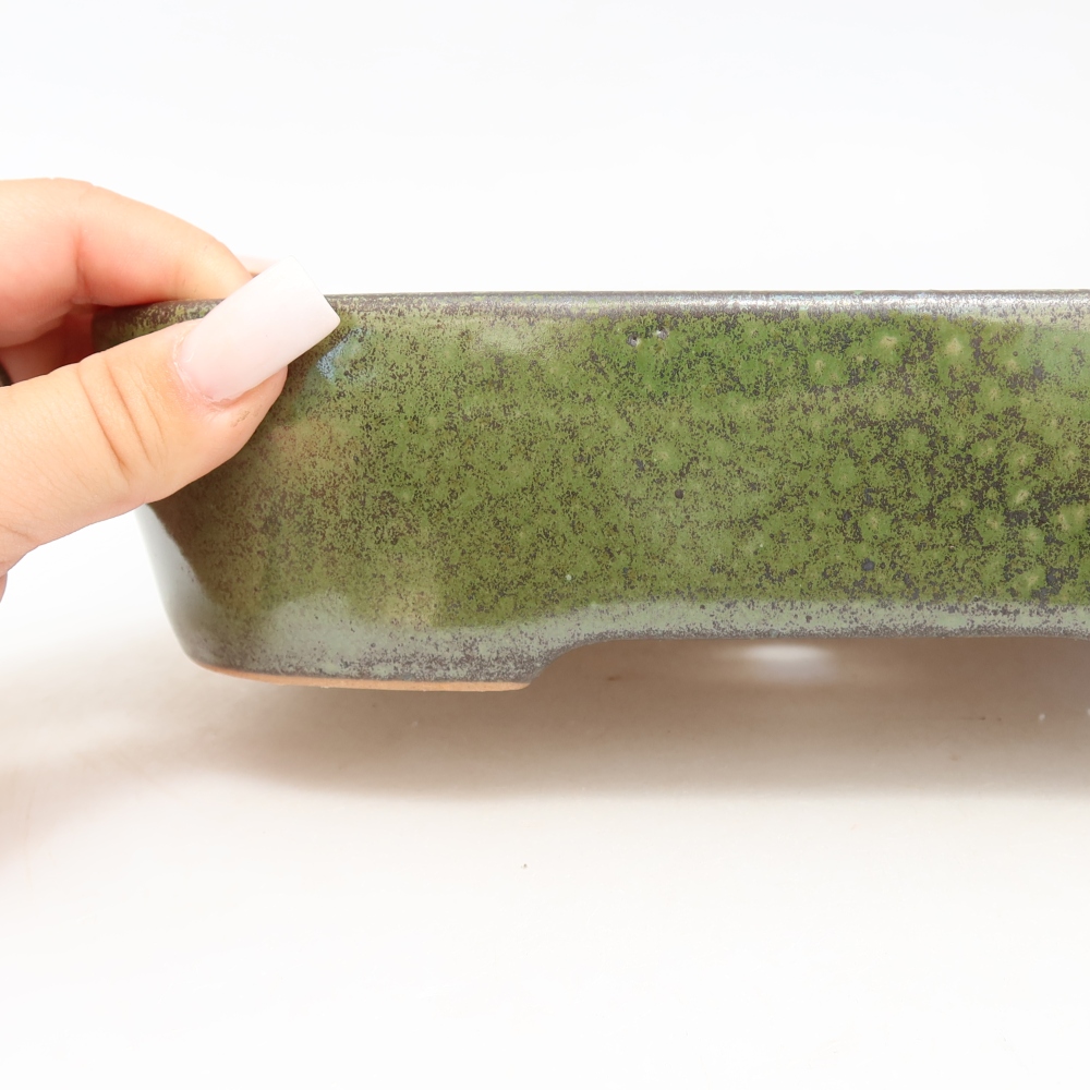 Ceramic bonsai bowl 23 x 18 x 5,5 cm, green