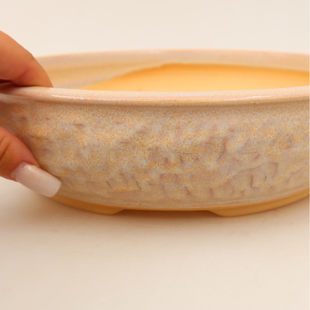 Ceramic bonsai pot, 28 x 28 x 7 cm, beige