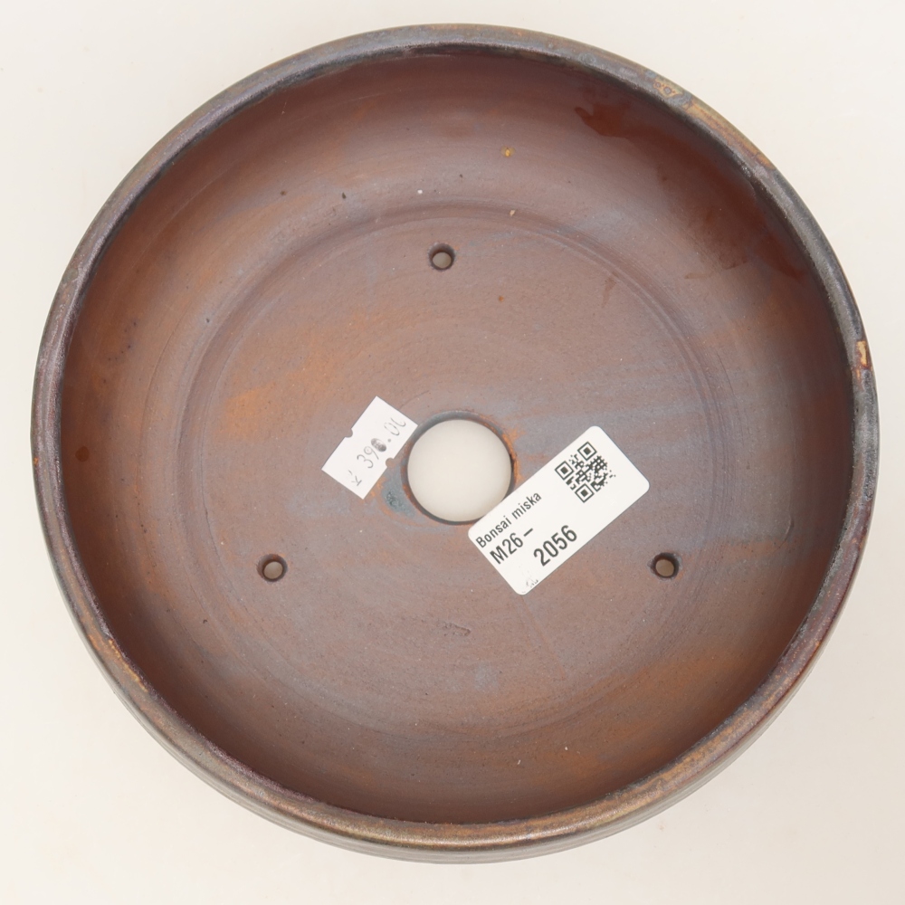 Ceramic bonsai pot, 17 x 17 x 5.5 cm, brown