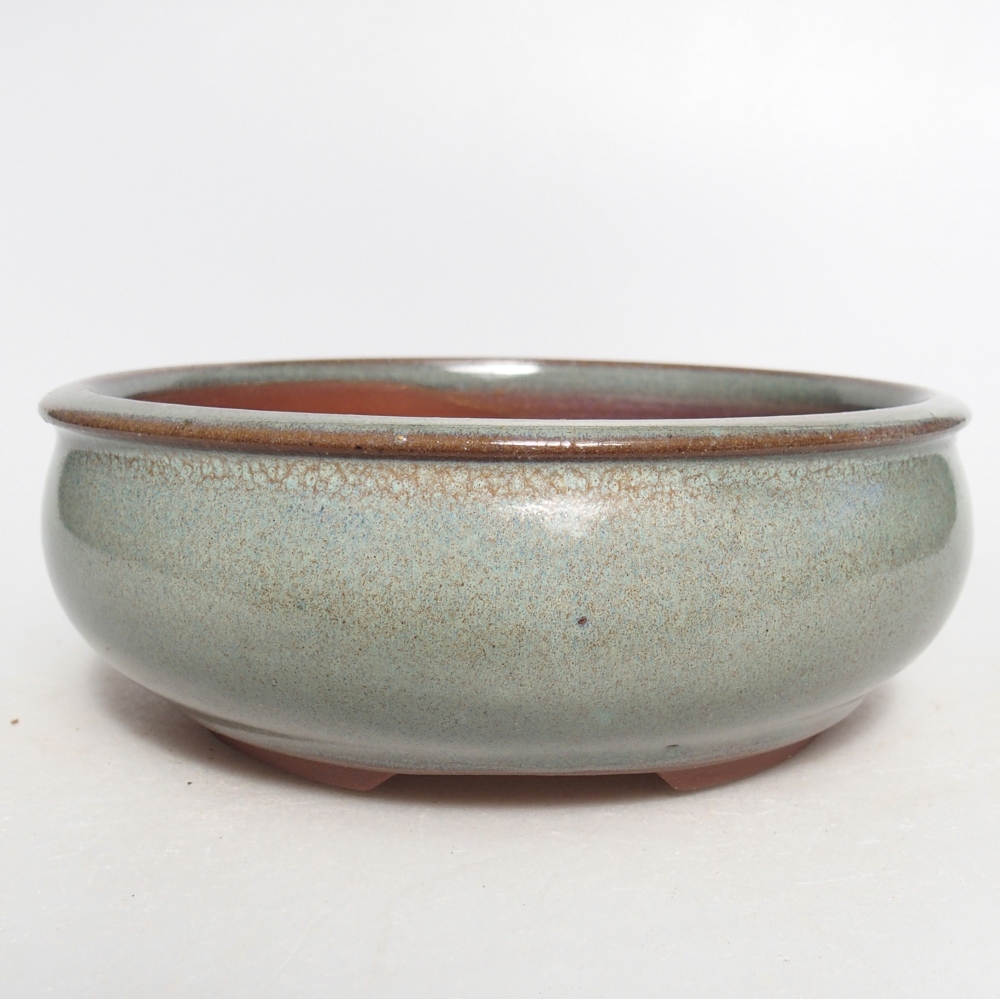 Ceramic bonsai bowl 14 x 14 x 5 cm, green
