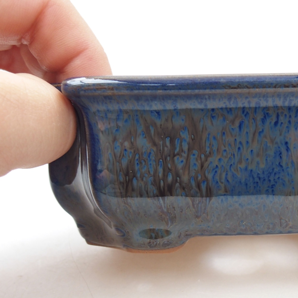 Ceramic bonsai bowl 12 x 9 x 4,5 cm, color blue