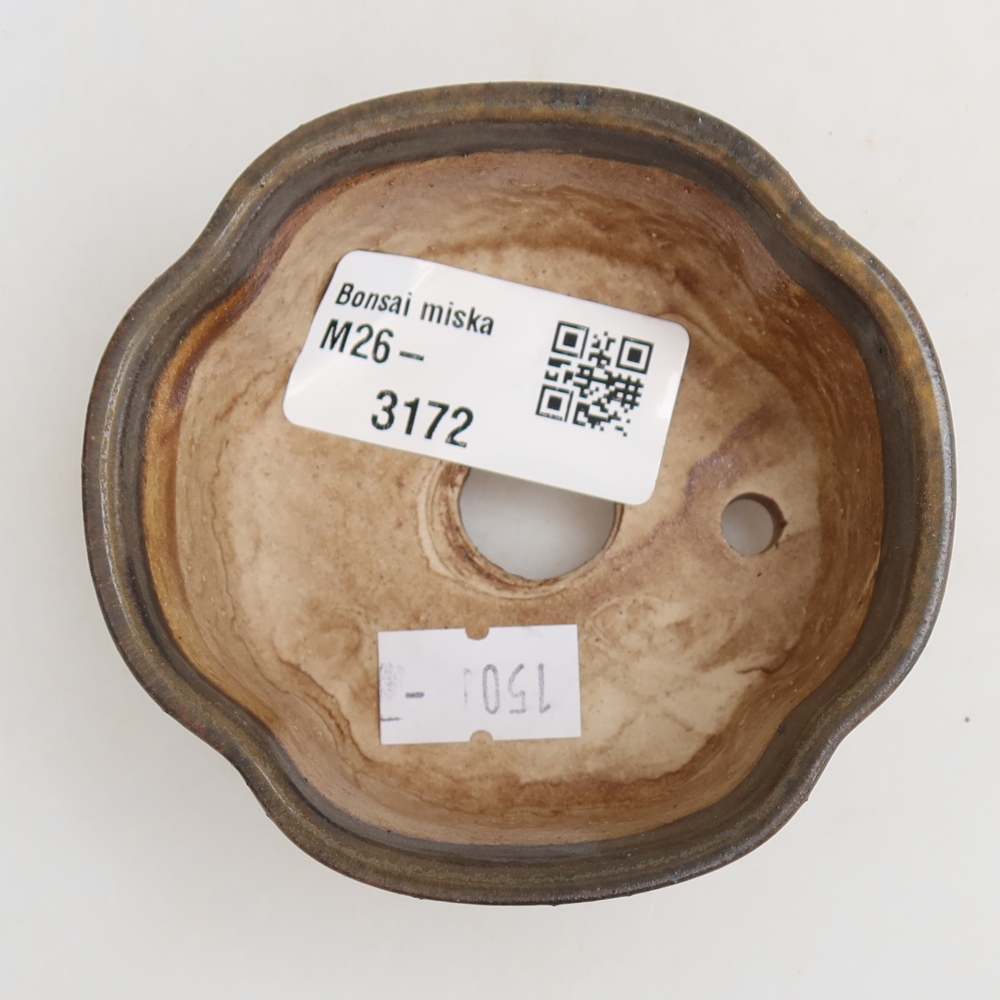 Ceramic bonsai pot, 8 x 7.5 x 3.5 cm, brown