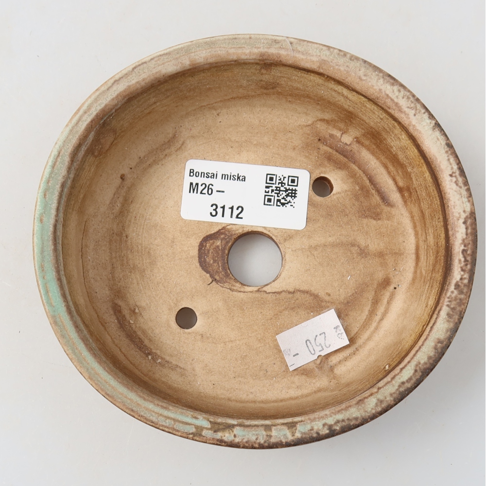 Ceramic bonsai pot, 12.5 x 11.5 x 3.5 cm, green