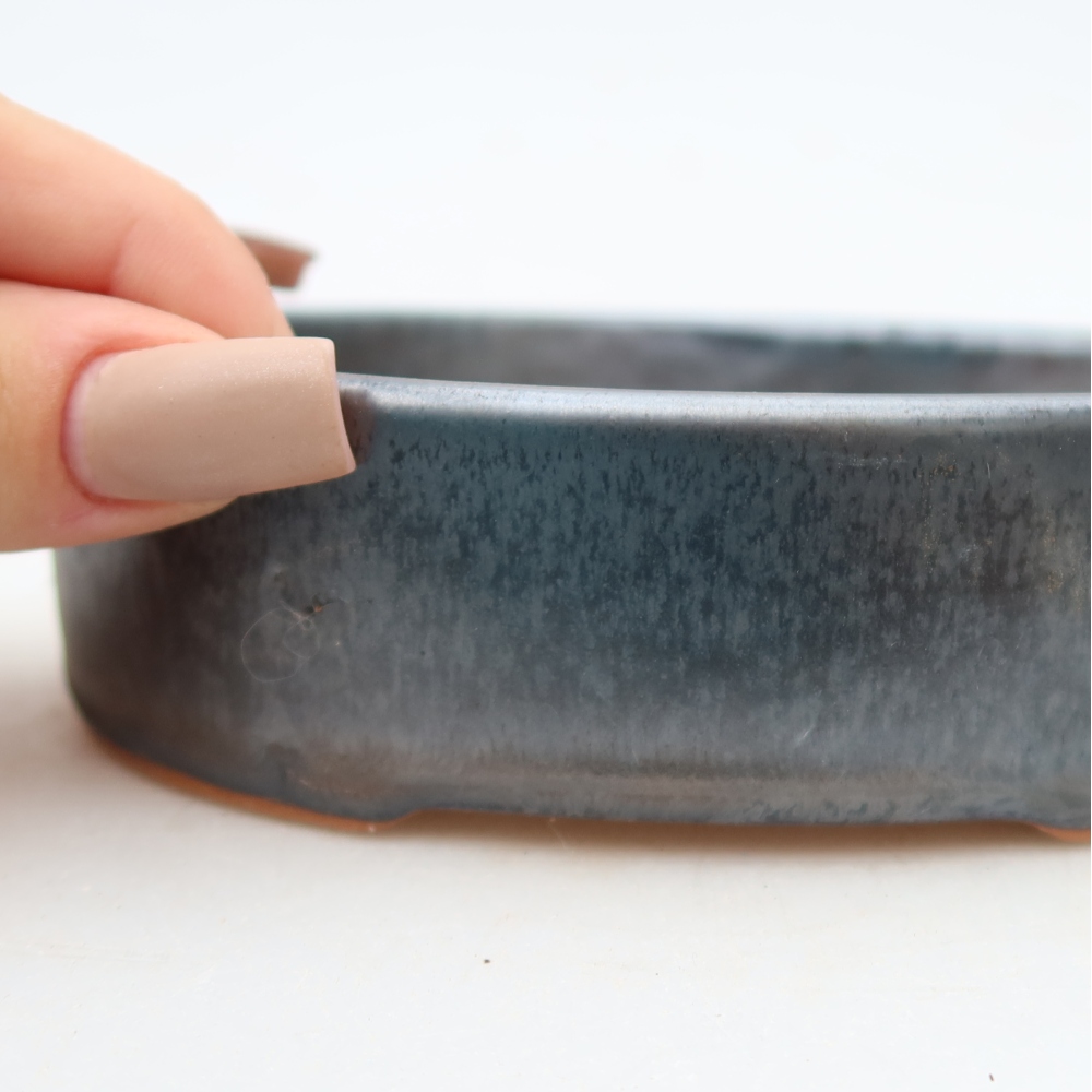 Ceramic bonsai pot, 13 x 10 x 3.5 cm, gray