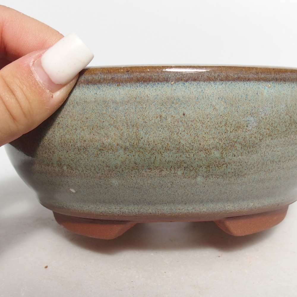 Ceramic bonsai bowl 14 x 14 x 6 cm, green