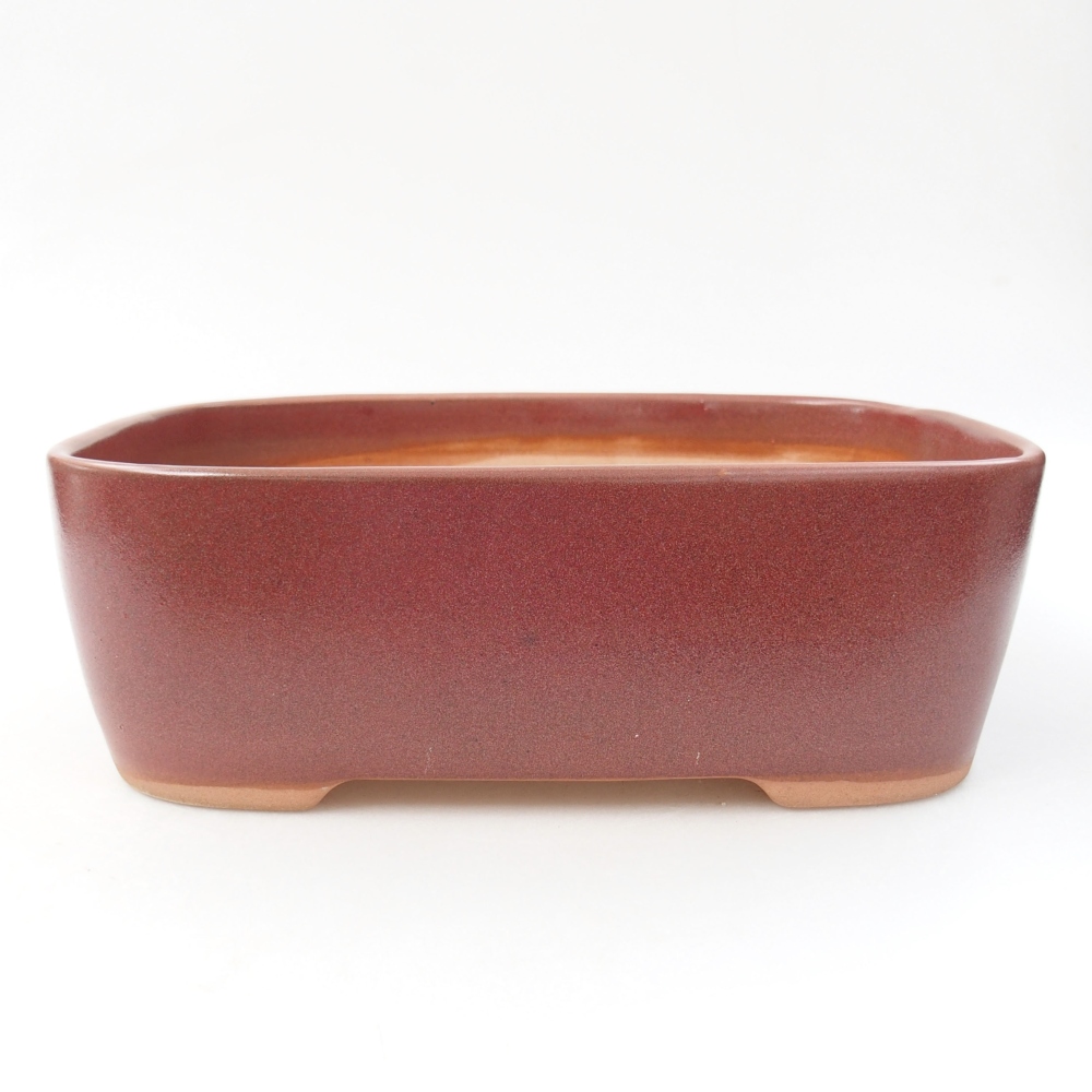 Ceramic bonsai bowl 23 x 18 x 7,5 cm, color burgundy