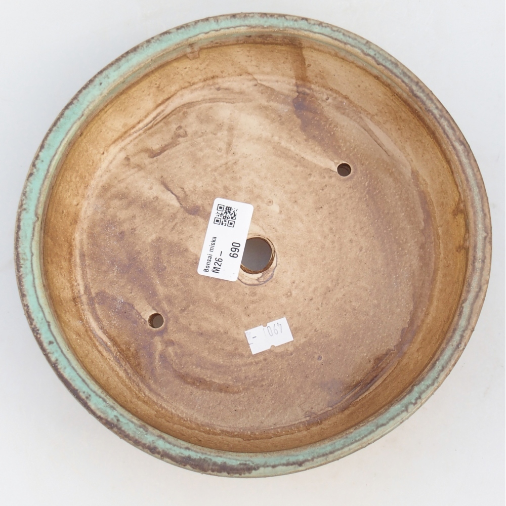 Ceramic bonsai bowl 21,5 x 21,5 x 6 cm, green