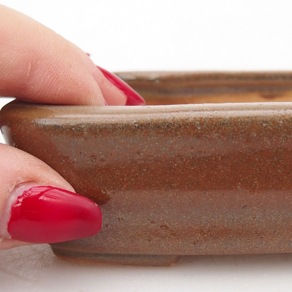 Ceramic bonsai bowl 11,5 x 8,5 x 3 cm, brown