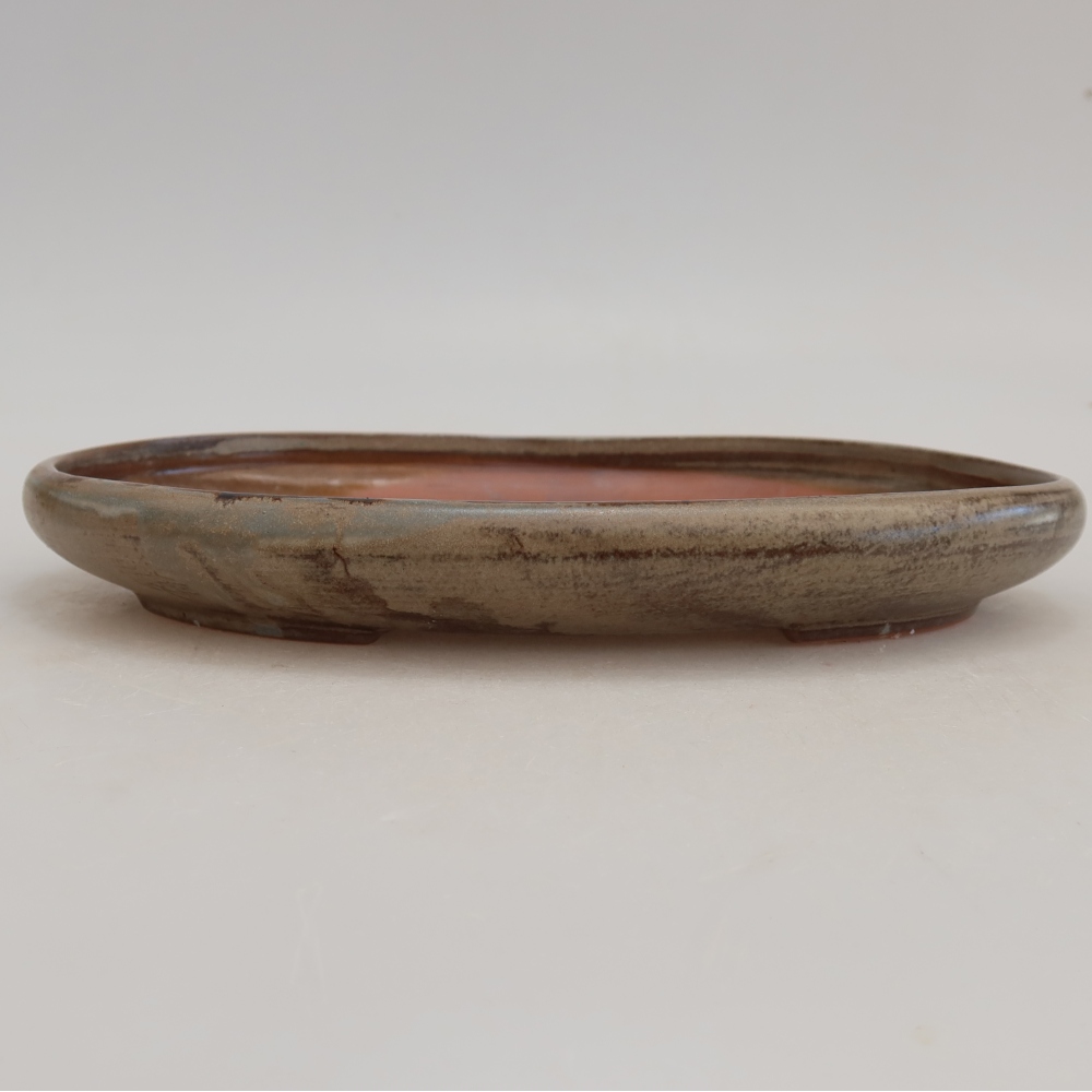 Ceramic bonsai bowl 22,5 x 16,5 x 3 cm, brown