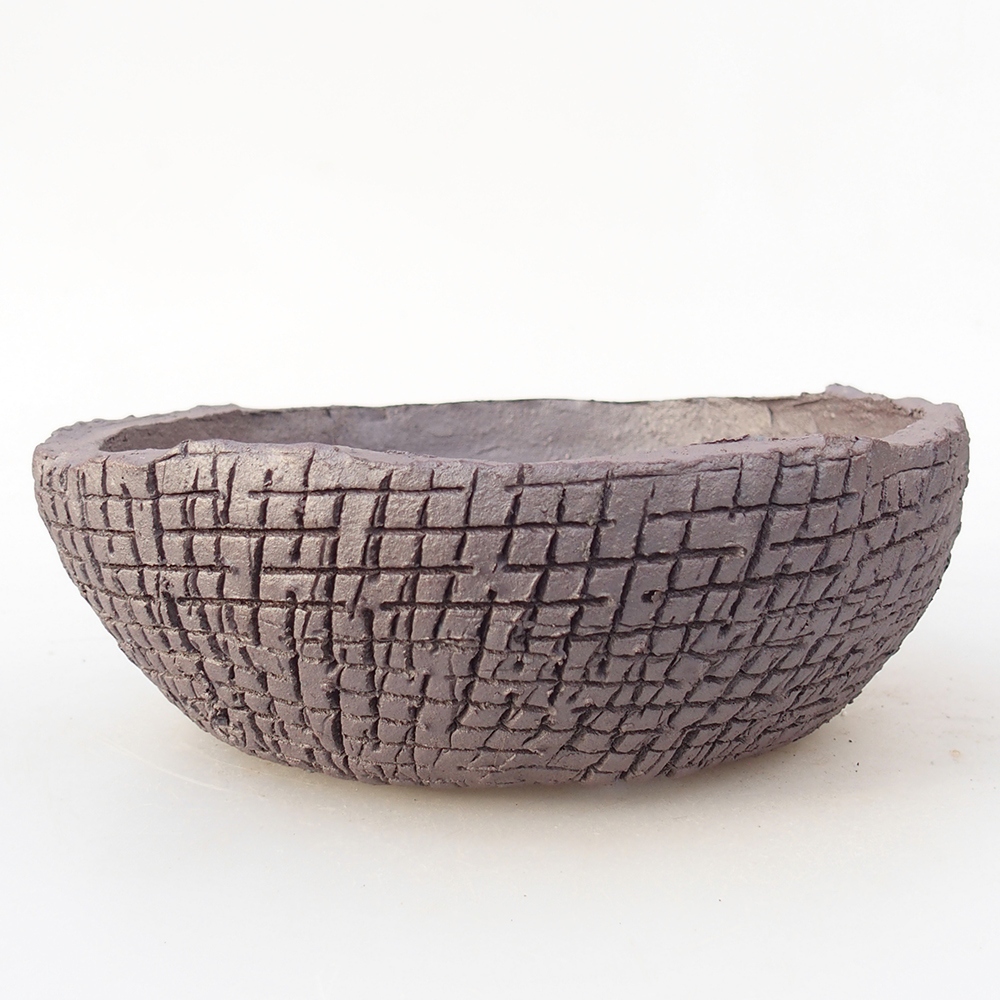 Ceramic bonsai bowl 18 x 18 x 6 cm, metal colour