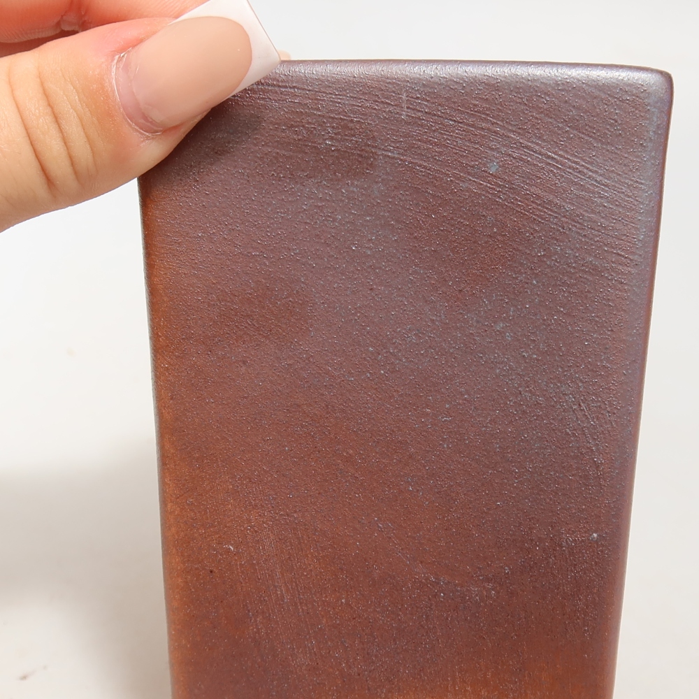 Ceramic bonsai pot, 7.5 x 7.5 x 9.5 cm, metallic color