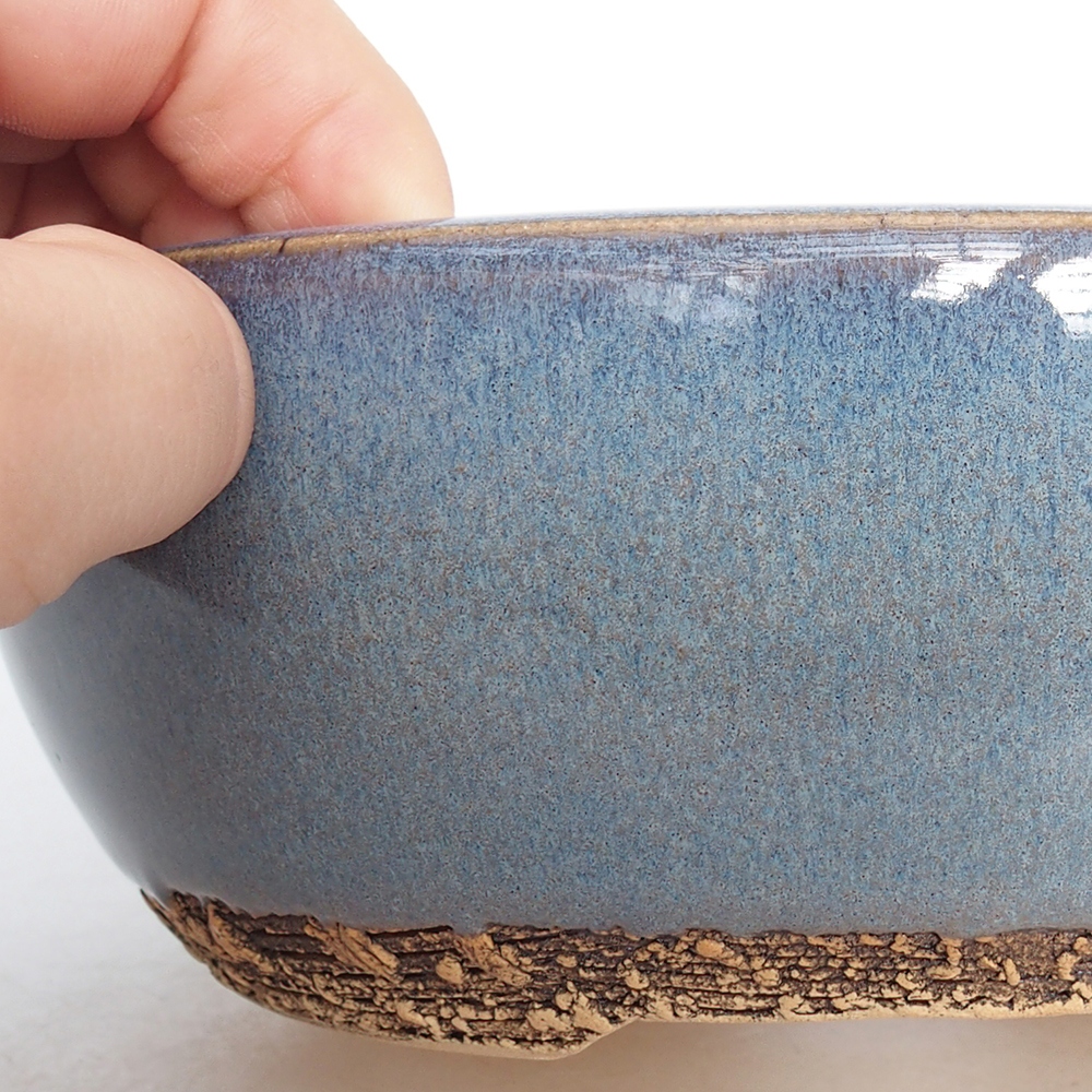 Ceramic bonsai bowl 17,5 x 17,5 x 6 cm, colour blue