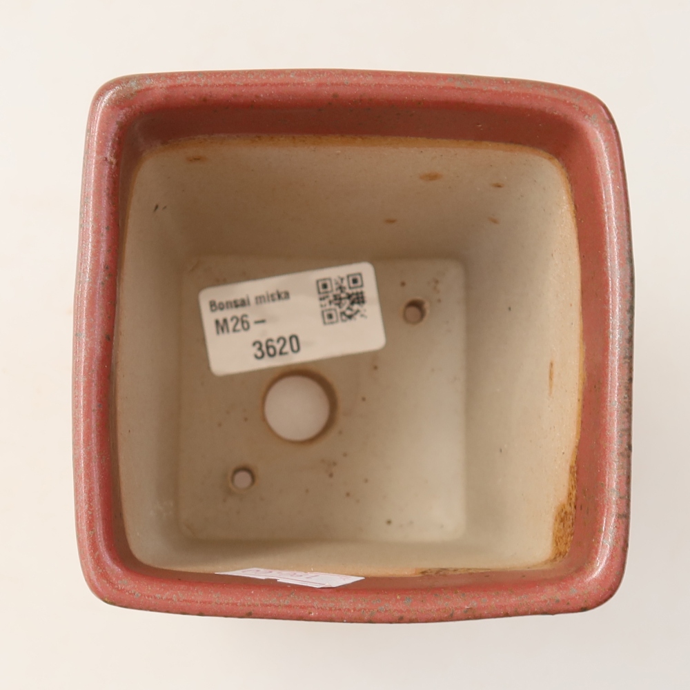Ceramic bonsai pot, 9 x 9 x 11.5 cm, pink