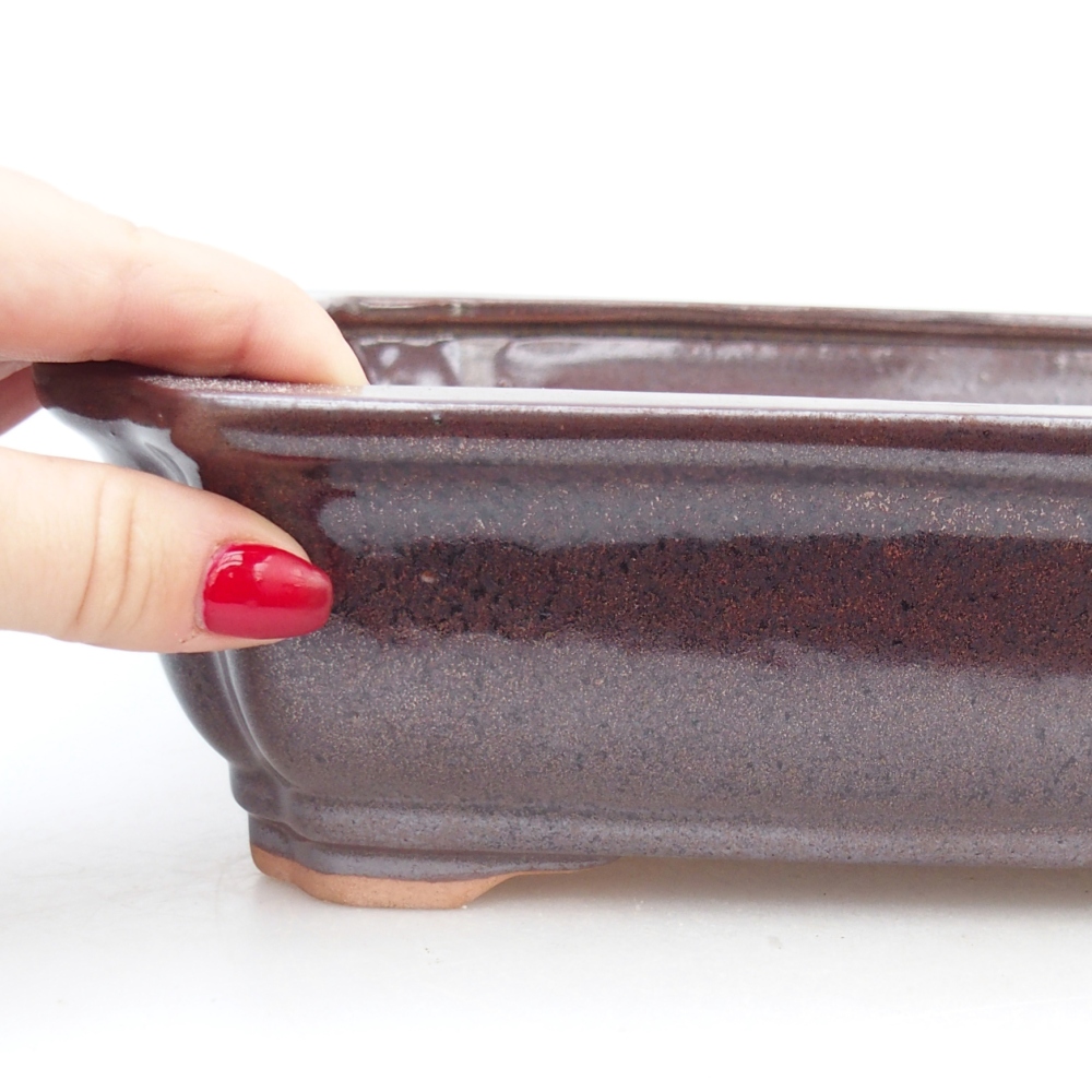 Ceramic bonsai bowl 27,5 x 22 x 7 cm, brown