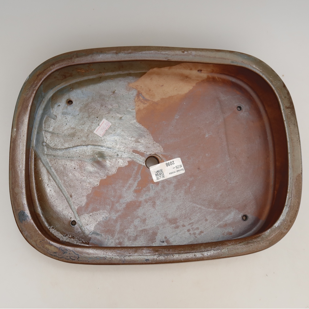 Ceramic bonsai pot, 32 x 24.5 x 6.5 cm, brown