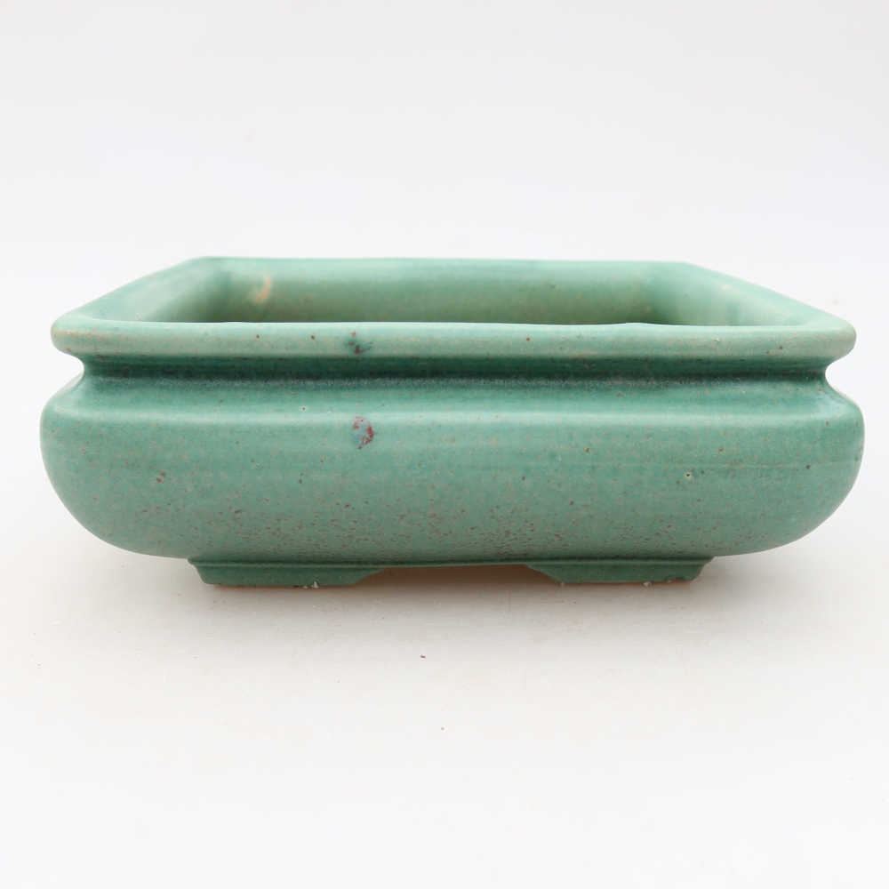 Ceramic bonsai bowl 15,5 x 15,5 x 6 cm, green