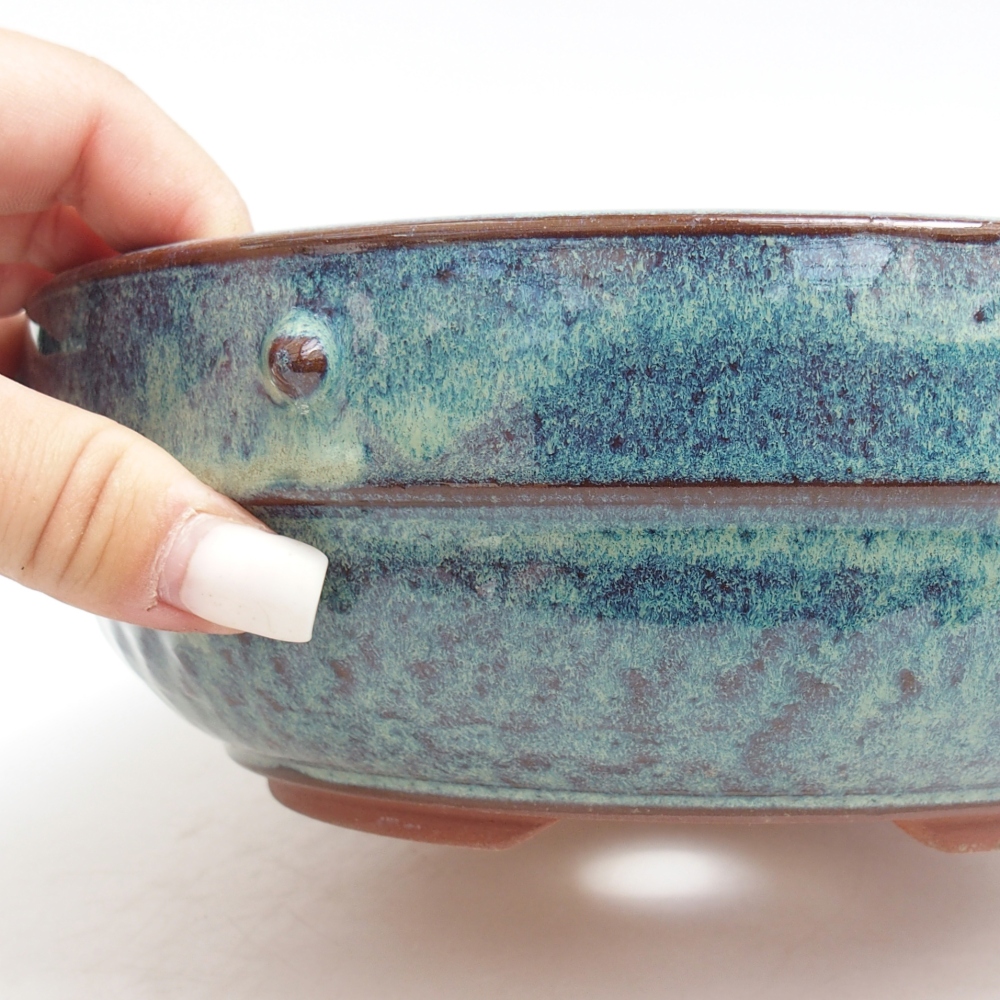 Ceramic bonsai bowl 21 x 21 x 7 cm, colour blue