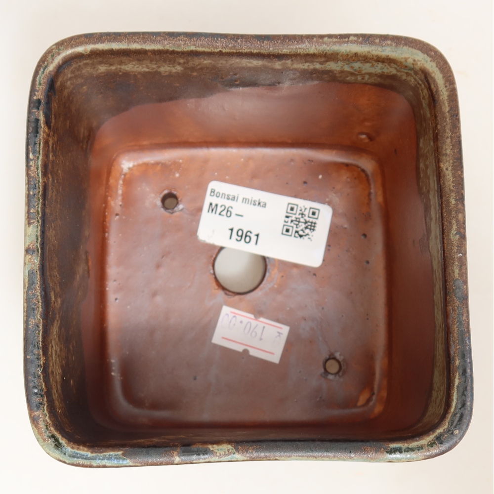 Ceramic bonsai pot, 10 x 10 x 8.5 cm, brown