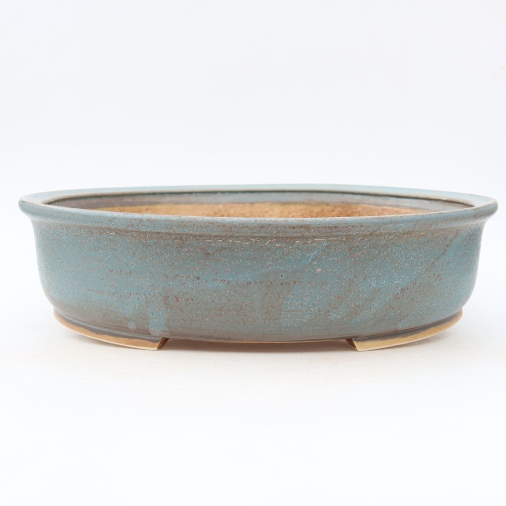 Ceramic bonsai pot, 31 x 27 x 7.5 cm, blue