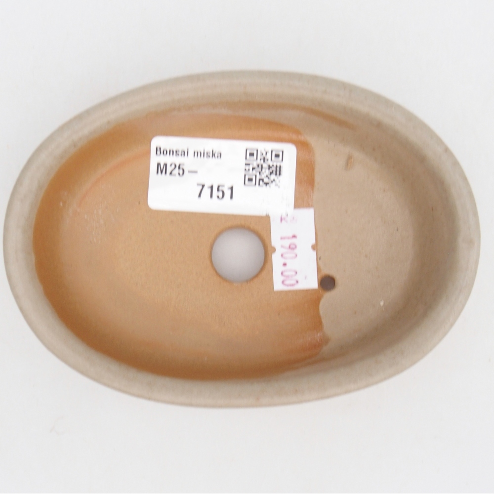 Ceramic bonsai bowl 12 x 8,5 x 3 cm, colour beige